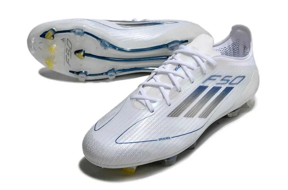 F50 Elite Blanc/Bleu/Argenté (FG) Bonplancrampons