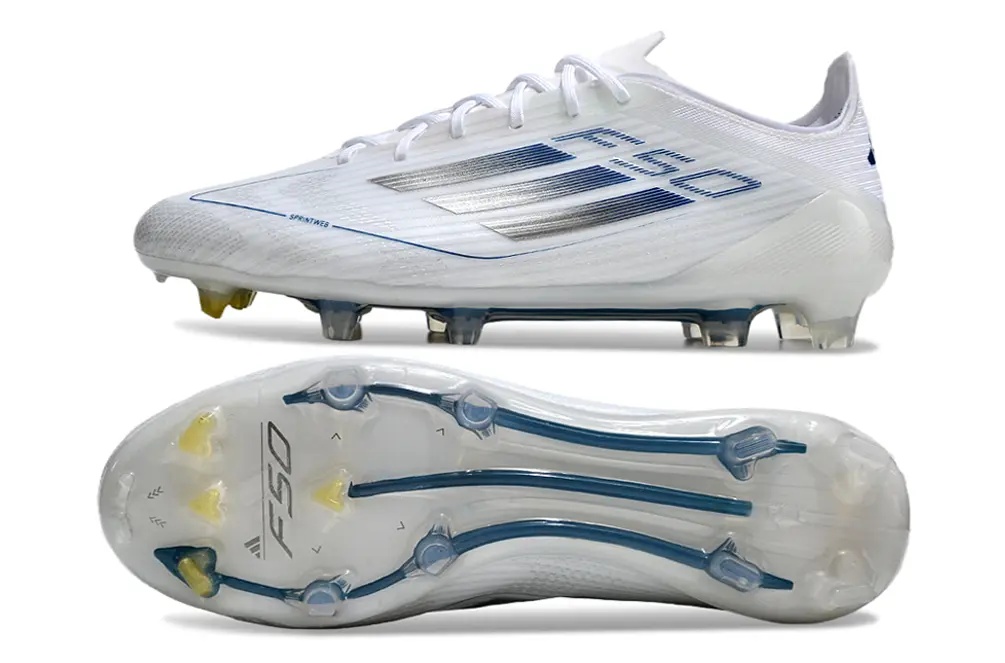 F50 Elite Blanc/Bleu/Argenté (FG) Bonplancrampons