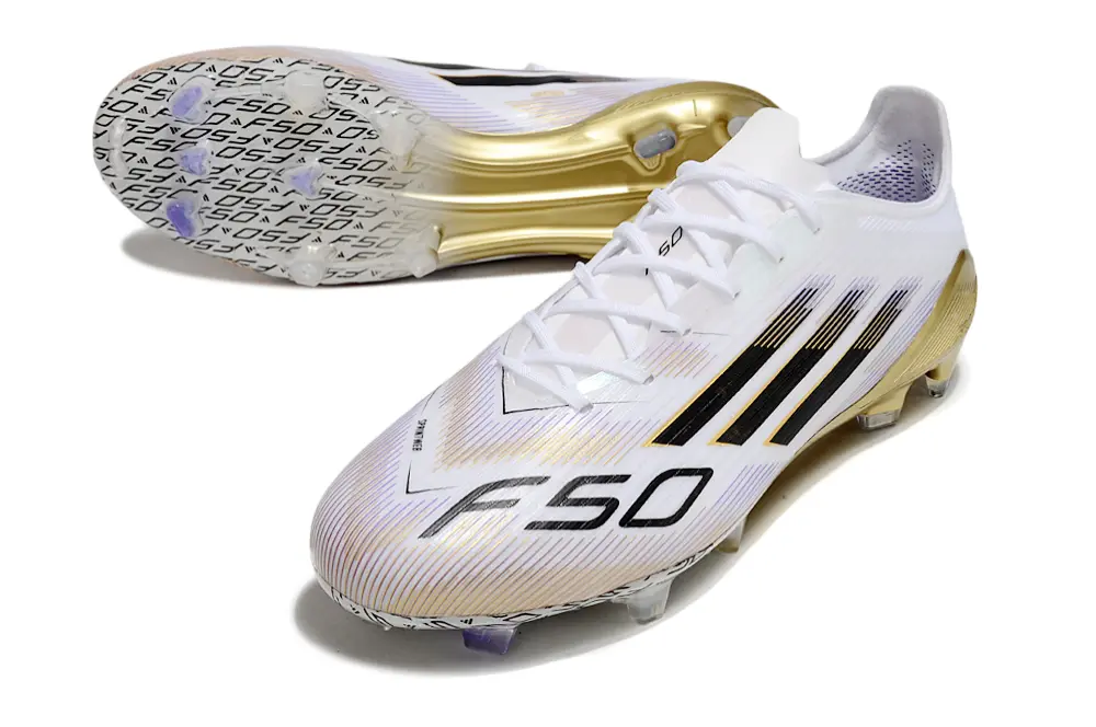 F50 Elite Blanc/Noir/Doré (FG) Bonplancrampons