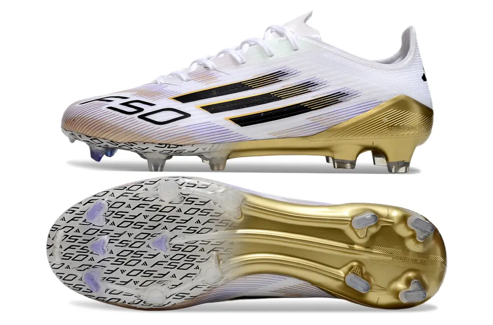 F50 Elite Blanc/Noir/Doré (FG) Bonplancrampons