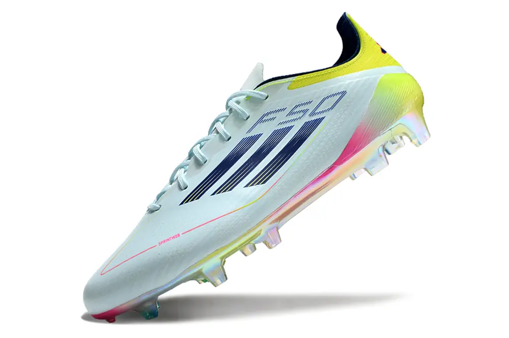 F50 Elite Bleu Clair/Jaune/Rose (FG) Bonplancrampons