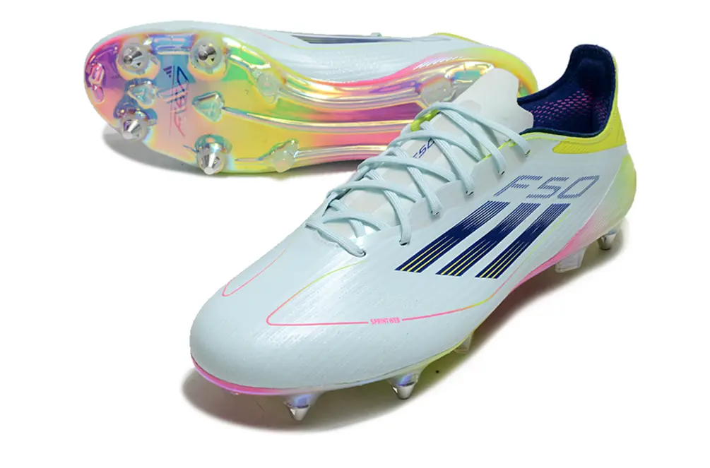 F50 Elite Bleu Claire/Rose/Jaune (SG) Bonplancrampons