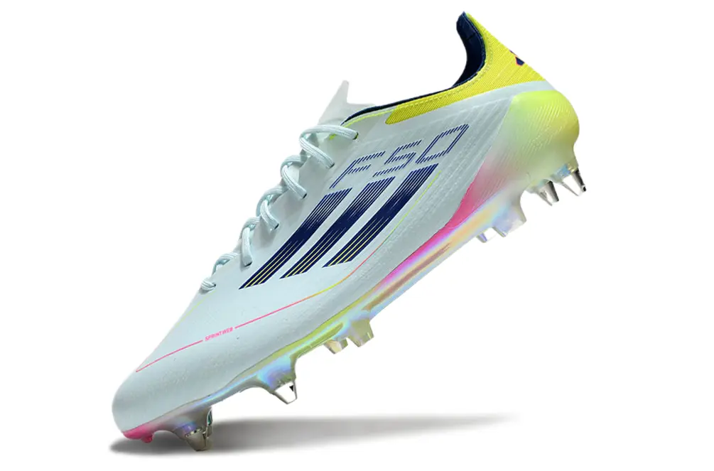 F50 Elite Bleu Claire/Rose/Jaune (SG) Bonplancrampons