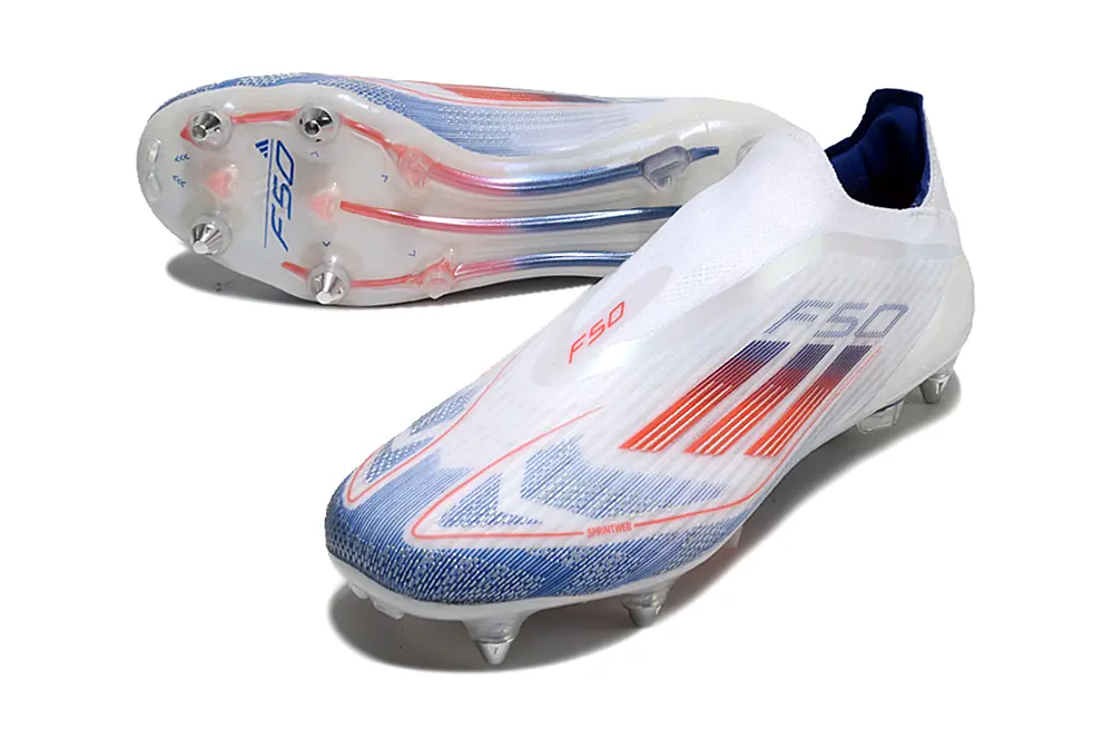 F50 Elite Laceless Blanc/Bleu/Rouge (SG) Bonplancrampons