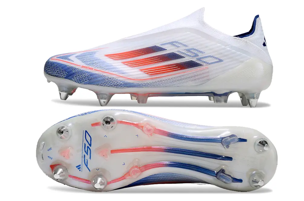 F50 Elite Laceless Blanc/Bleu/Rouge (SG) Bonplancrampons