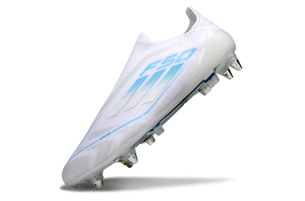 F50 Elite Laceless Blanc/Gris/Bleu (SG) Bonplancrampons