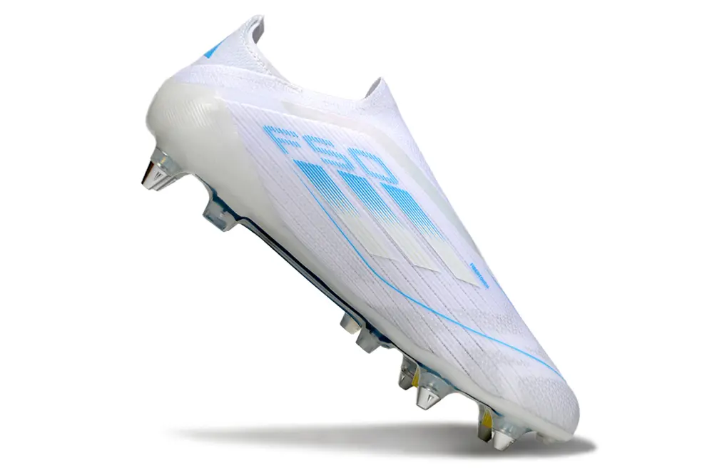 F50 Elite Laceless Blanc/Gris/Bleu (SG) Bonplancrampons