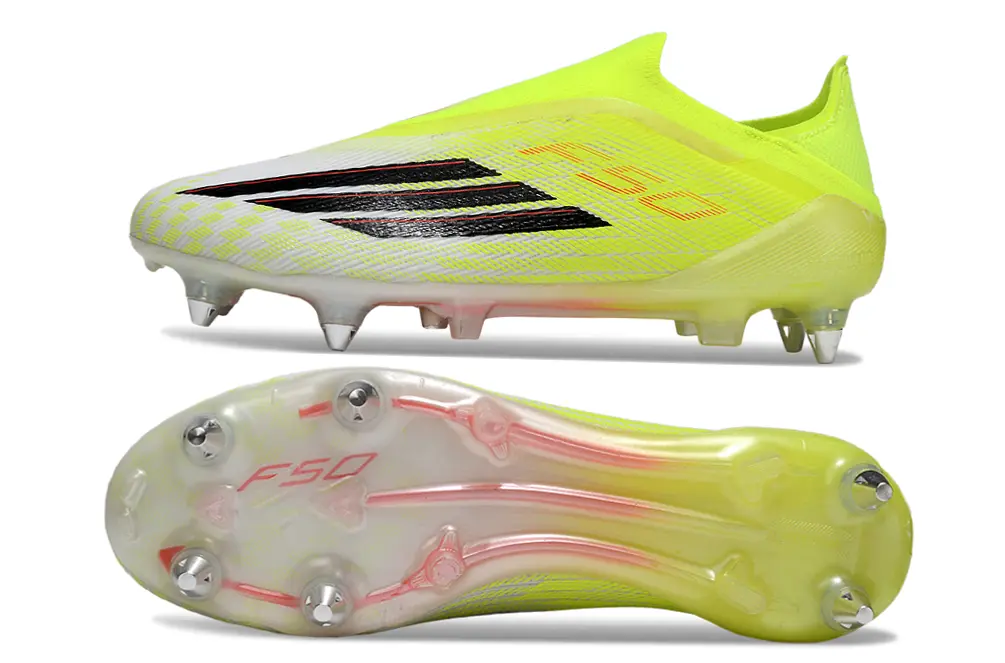 F50 Elite Laceless Blanc/Jaune/Noir (SG) Bonplancrampons