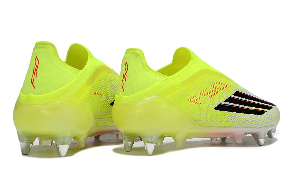 F50 Elite Laceless Blanc/Jaune/Noir (SG) Bonplancrampons