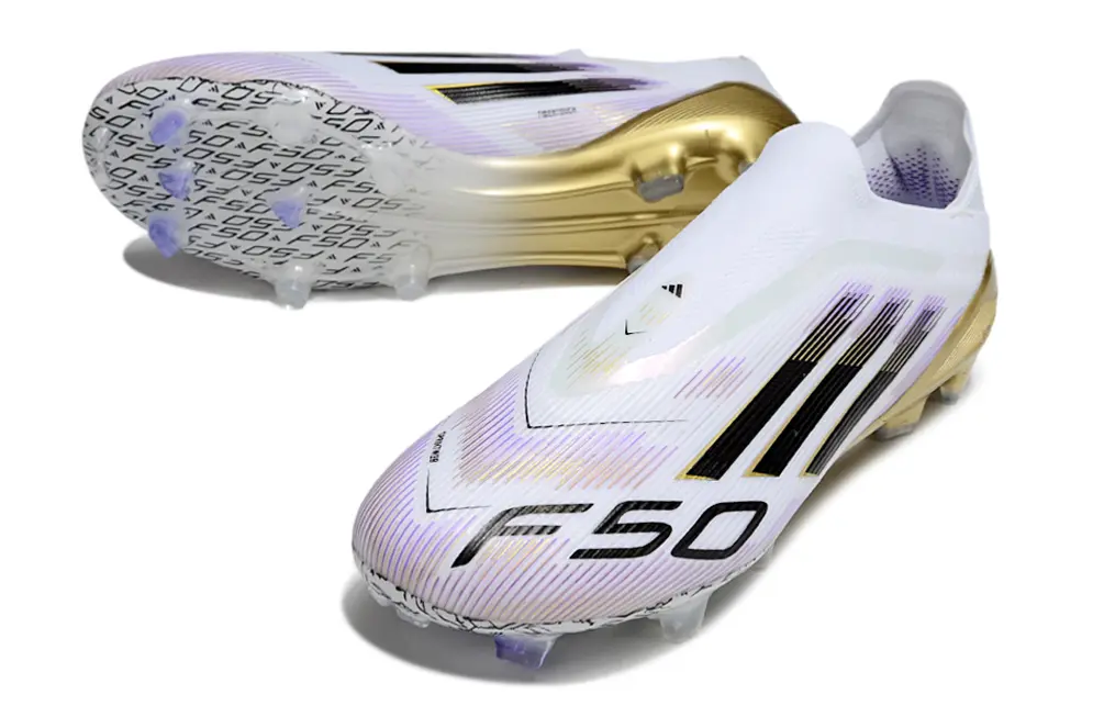 F50 Elite Laceless Blanc/Noir/Doré (FG) Bonplancrampons