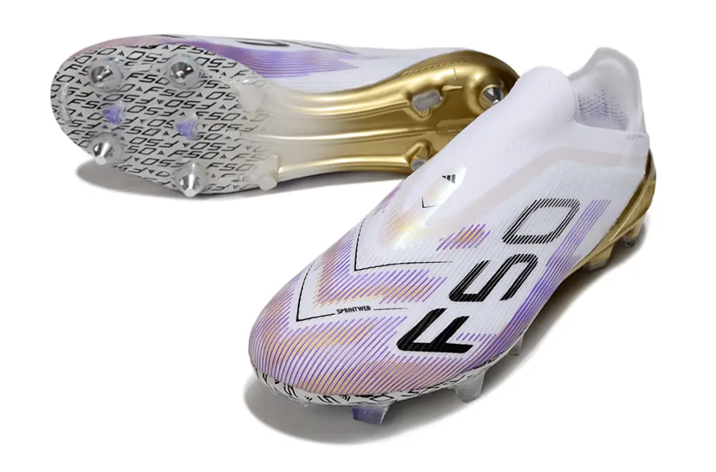 F50 Elite Laceless Blanc/Noir/Doré (FG) Bonplancrampons