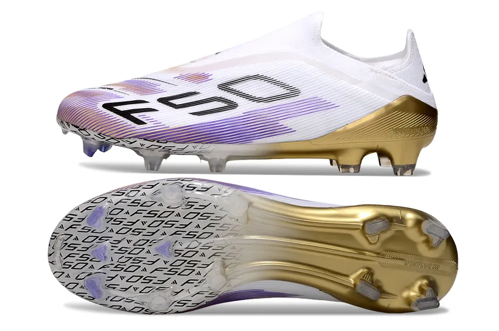 F50 Elite Laceless Blanc/Noir/Doré (FG) Bonplancrampons