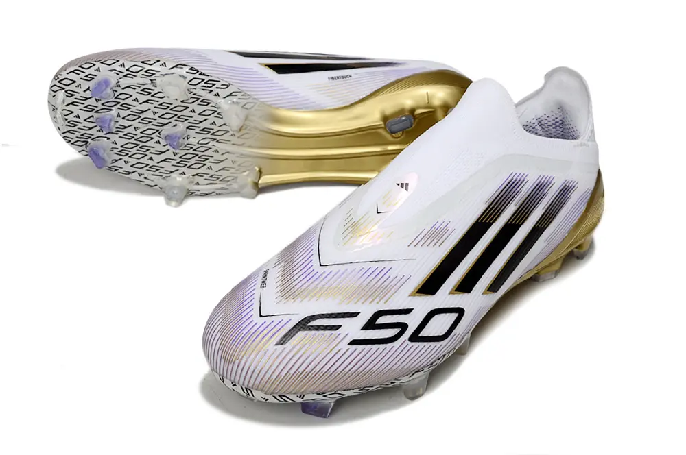 F50 Elite Laceless Blanc/Noir/Doré (FG) Bonplancrampons