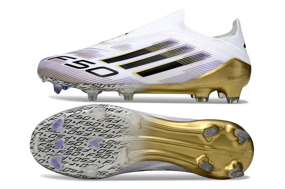 F50 Elite Laceless Blanc/Noir/Doré (FG) Bonplancrampons