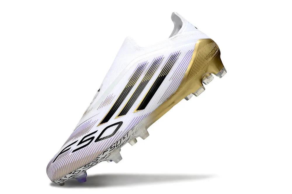 F50 Elite Laceless Blanc/Noir/Doré (FG) Bonplancrampons