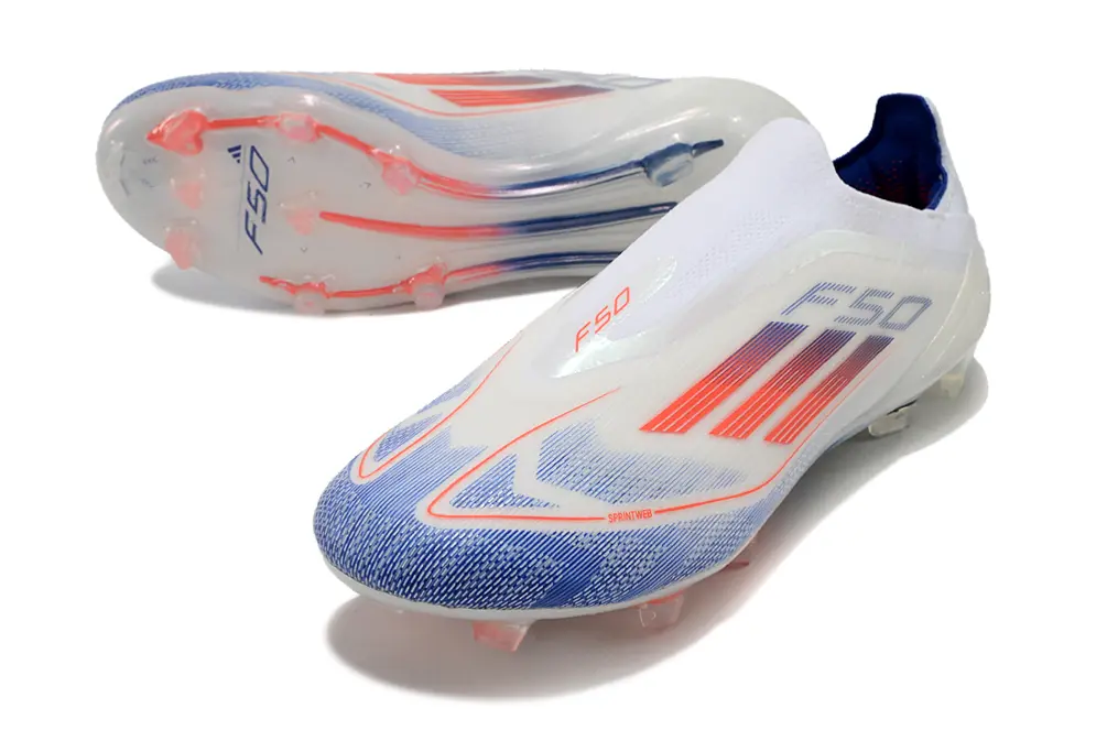 F50 Elite Laceless Blanc/Rouge/Bleu (FG) Bonplancrampons
