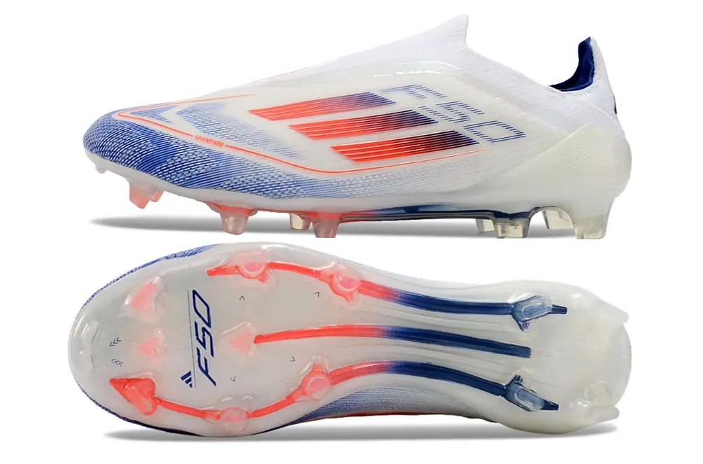 F50 Elite Laceless Blanc/Rouge/Bleu (FG) Bonplancrampons