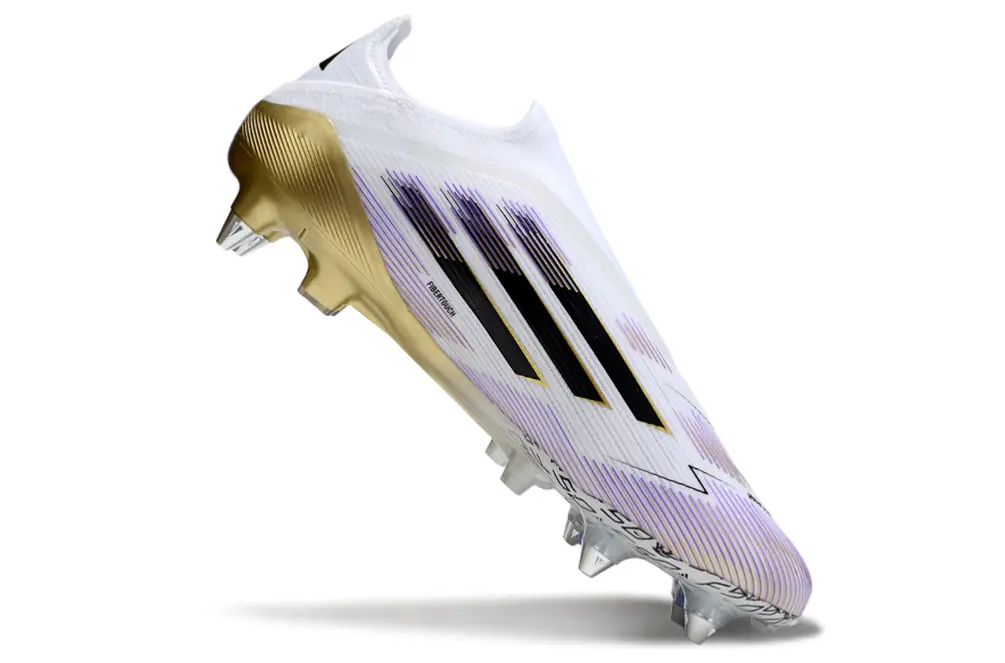 F50 Elite Laceless Blanc/Violet/Doré/Noir (SG) Bonplancrampons