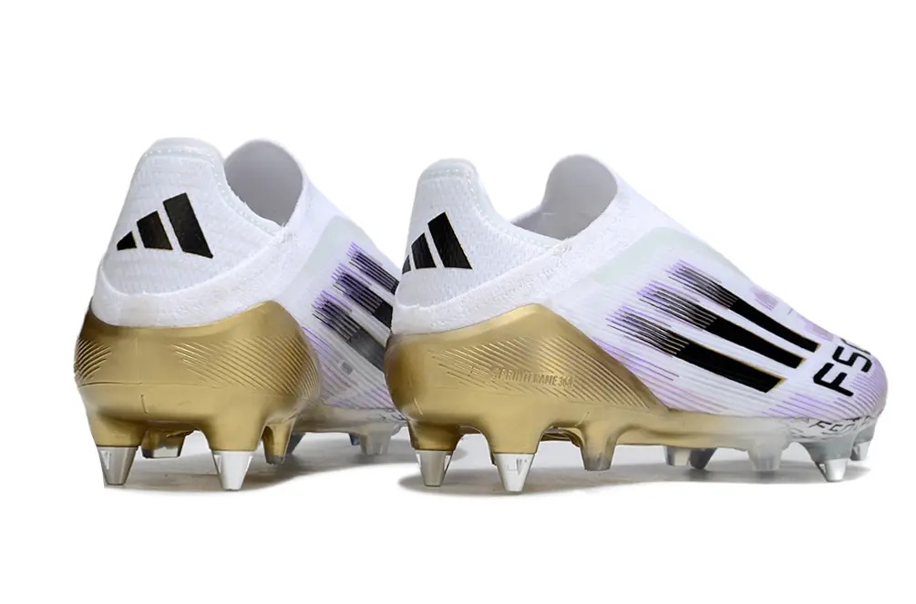 F50 Elite Laceless Blanc/Violet/Doré/Noir (SG) Bonplancrampons