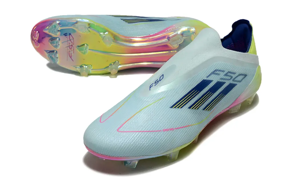 F50 Elite Laceless Bleu Clair/Rose/Jaune (FG) Bonplancrampons