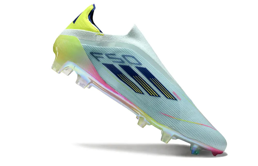 F50 Elite Laceless Bleu Clair/Rose/Jaune (FG) Bonplancrampons
