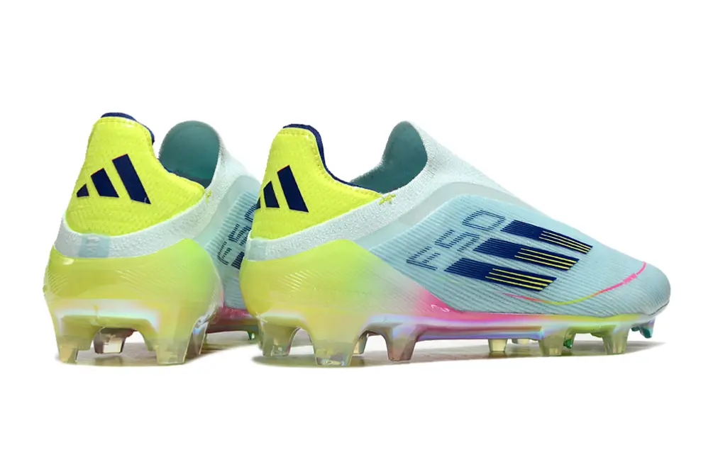 F50 Elite Laceless Bleu Clair/Rose/Jaune (FG) Bonplancrampons