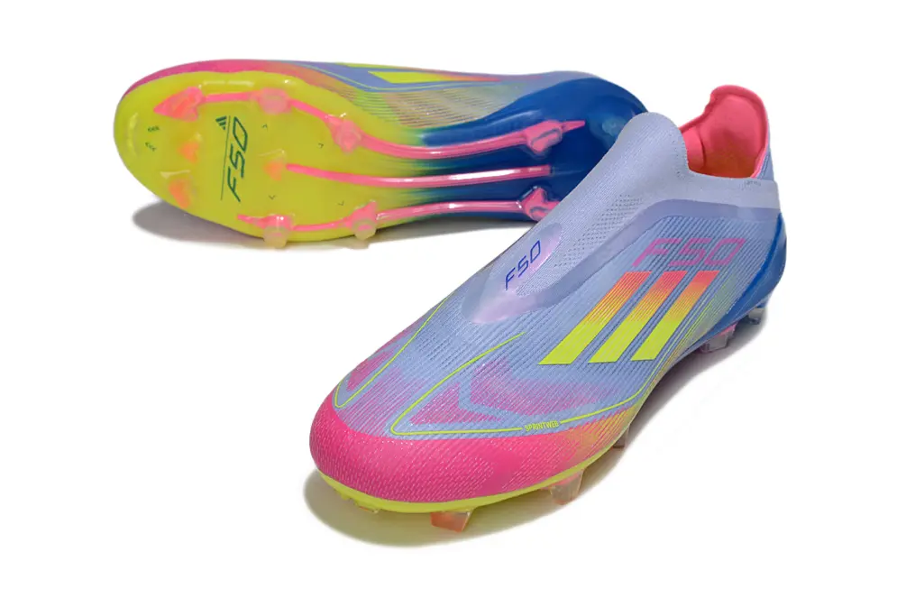 F50 Elite Laceless Bleu/Rose/Jaune (FG) Bonplancrampons