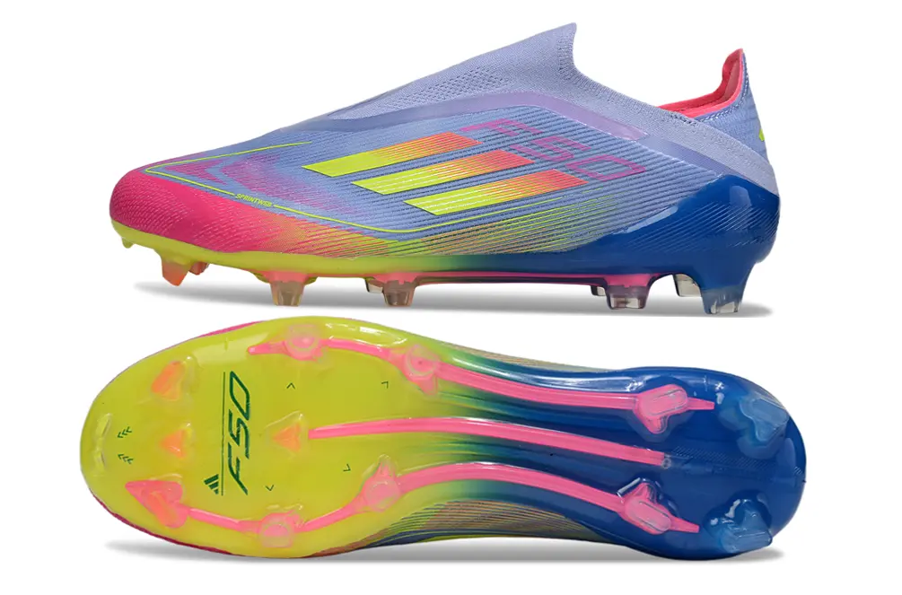 F50 Elite Laceless Bleu/Rose/Jaune (FG) Bonplancrampons