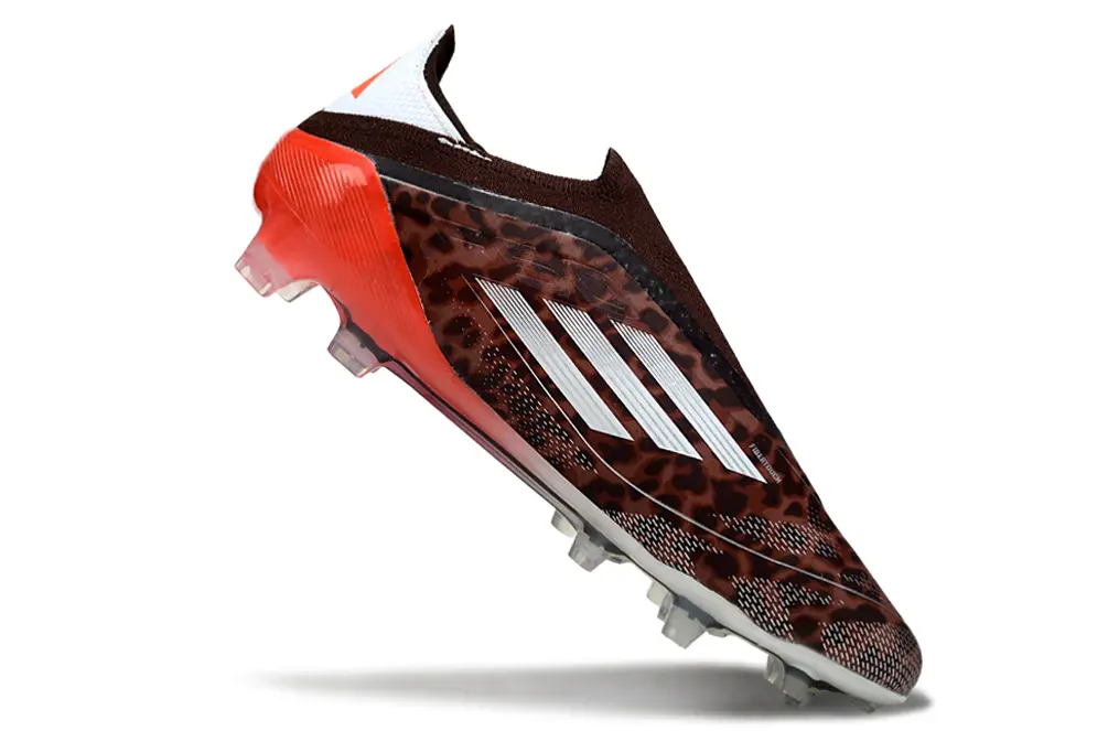 F50 Elite Laceless Leopard Marron/Blanc/Rouge (FG) Bonplancrampons