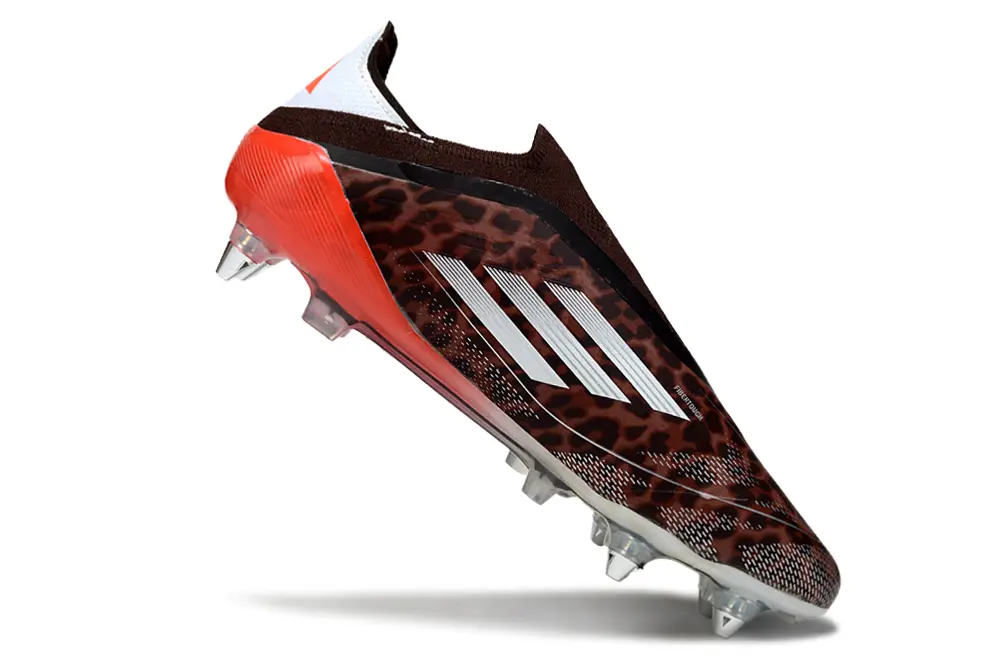 F50 Elite Laceless Leopard Marron/Blanc/Rouge (SG) Bonplancrampons