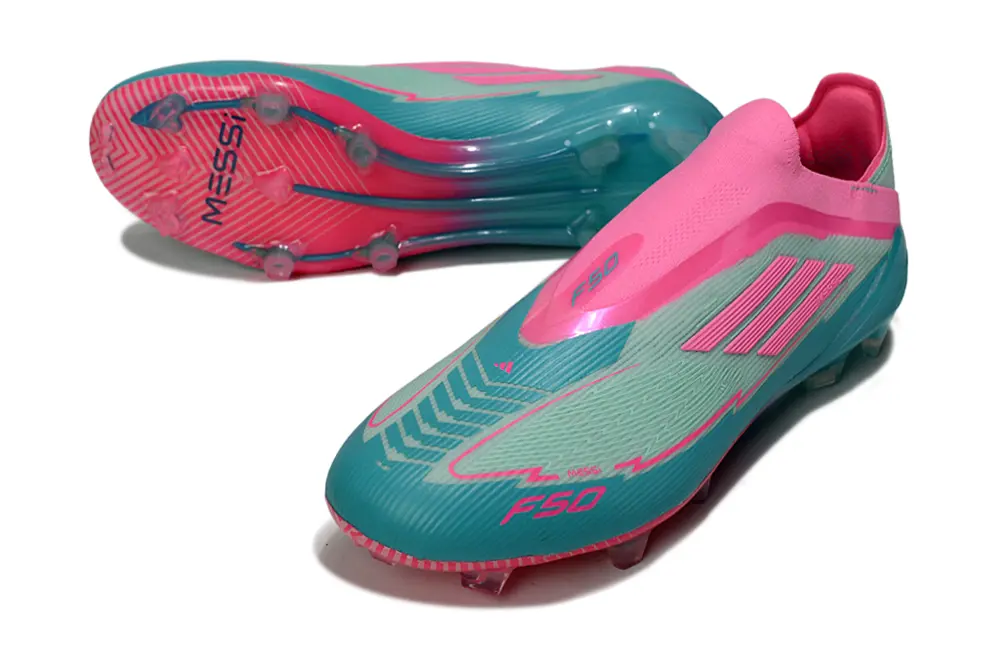 F50 Elite Laceless Messi Bleu/Rose (FG) Bonplancrampons