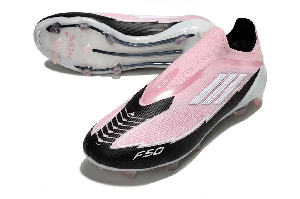 F50 Elite Laceless Messi Rose/Blanc/Noir (FG) Bonplancrampons