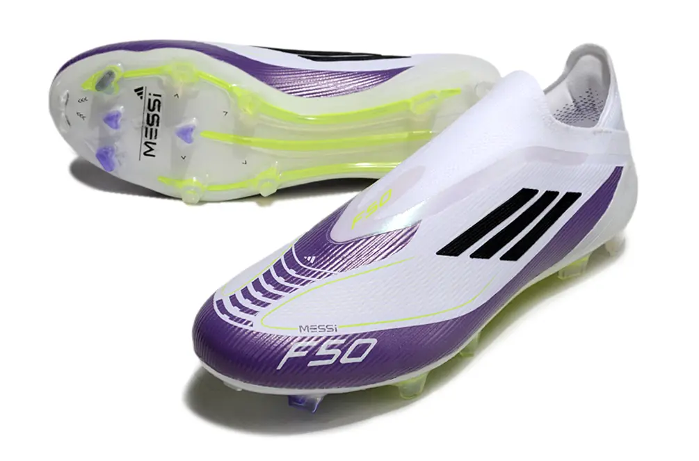 F50 Elite Laceless Messi Violet/Blanc (FG) Bonplancrampons