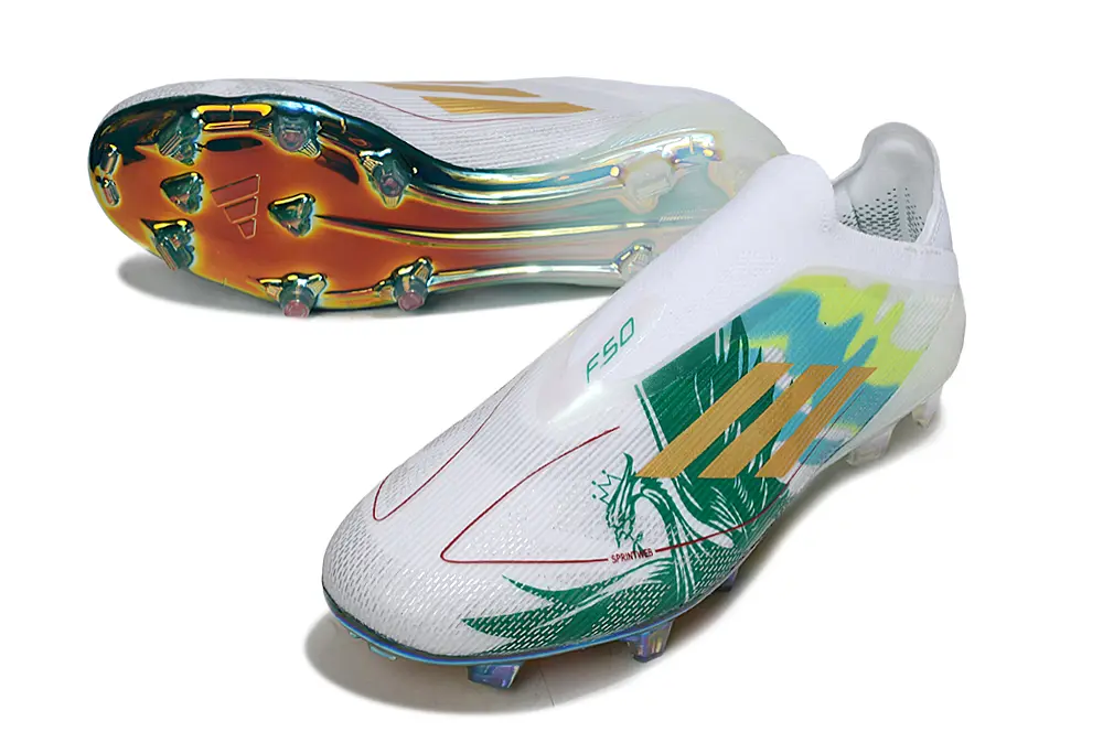 F50 Elite Laceless Mohamed Salah Blanc/Vert/Jaune (FG) Bonplancrampons