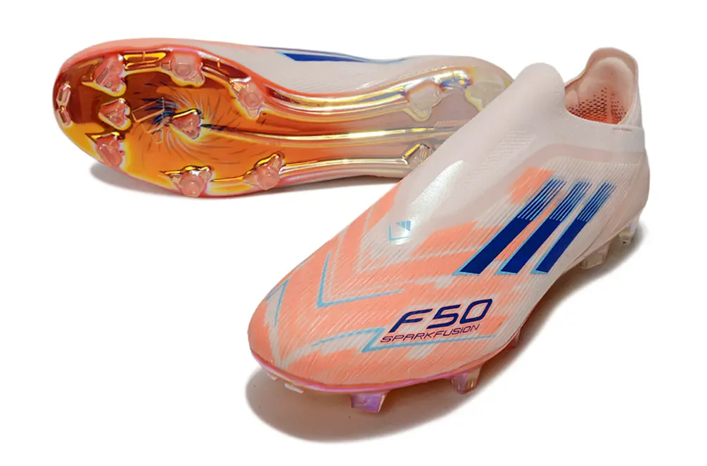 F50 Elite Laceless Orange/Beige/bleu (FG) Bonplancrampons