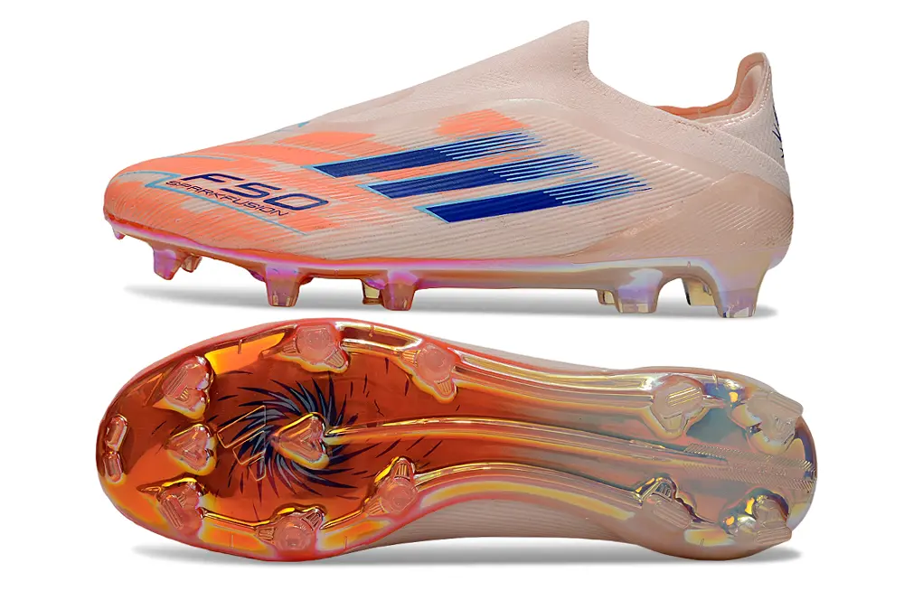 F50 Elite Laceless Orange/Beige/bleu (FG) Bonplancrampons