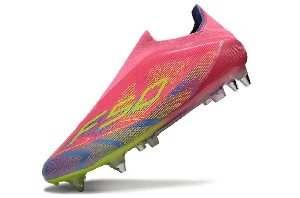 F50 Elite Laceless Rose/Bleu/jaune (SG) Bonplancrampons
