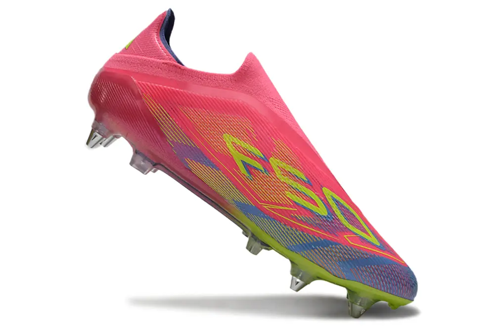F50 Elite Laceless Rose/Bleu/jaune (SG) Bonplancrampons