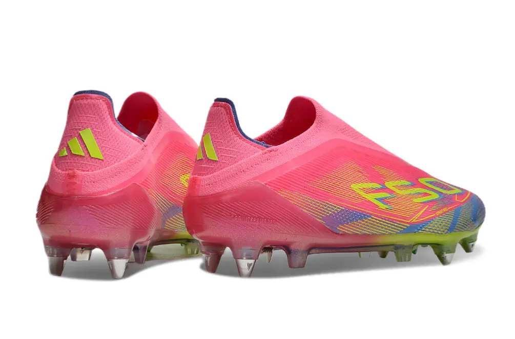 F50 Elite Laceless Rose/Bleu/jaune (SG) Bonplancrampons