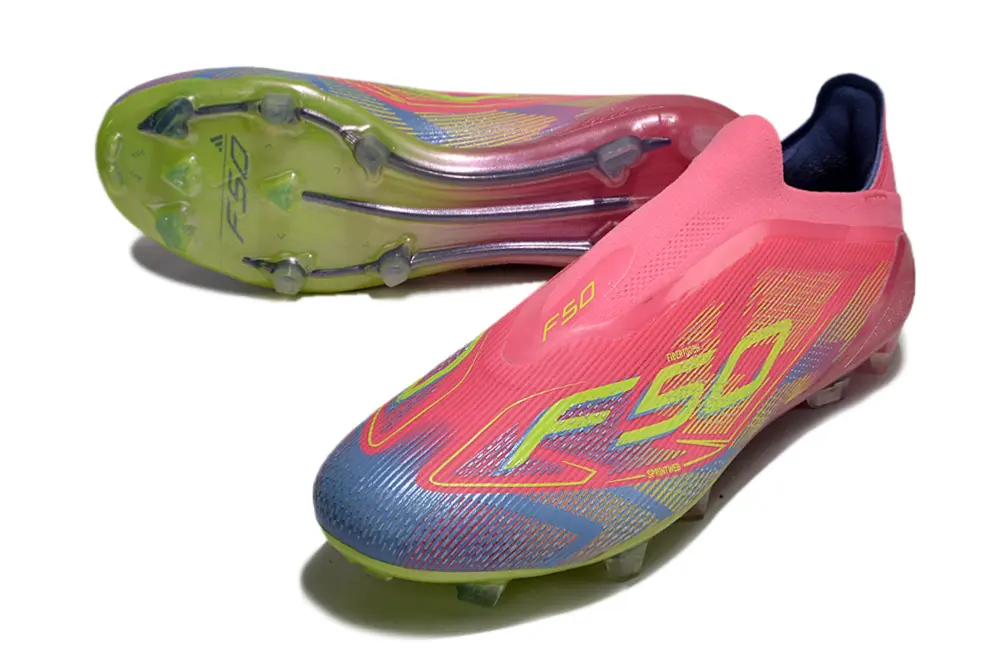 F50 Elite Laceless Rose/Jaune/Bleu (FG) Bonplancrampons