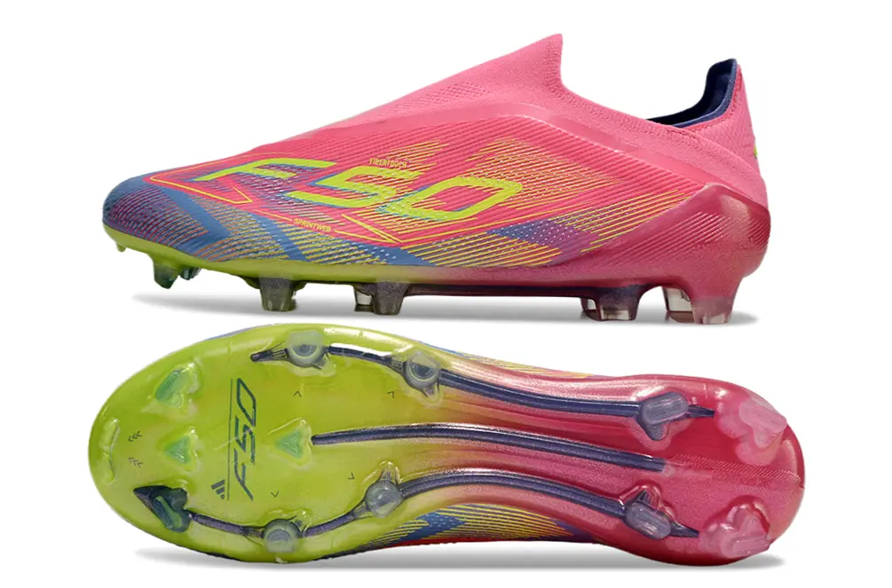 F50 Elite Laceless Rose/Jaune/Bleu (FG) Bonplancrampons