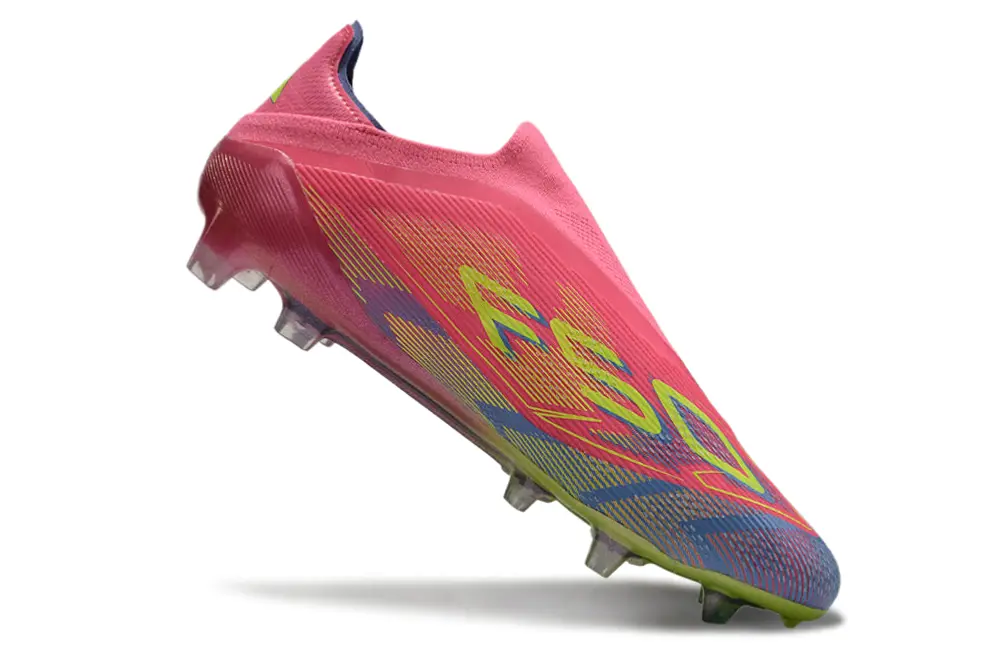 F50 Elite Laceless Rose/Jaune/Bleu (FG) Bonplancrampons