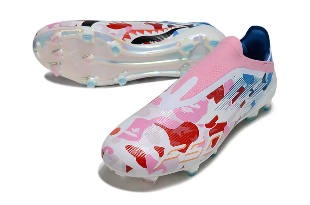 F50 Elite Laceless x BAPE Bleu/Blanc/Rose (FG) Bonplancrampons