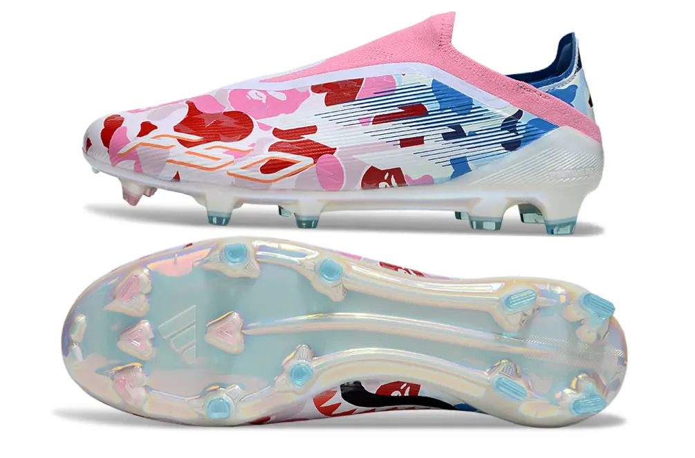 F50 Elite Laceless x BAPE Bleu/Blanc/Rose (FG) Bonplancrampons