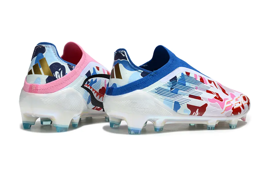 F50 Elite Laceless x BAPE Bleu/Blanc/Rose (FG) Bonplancrampons