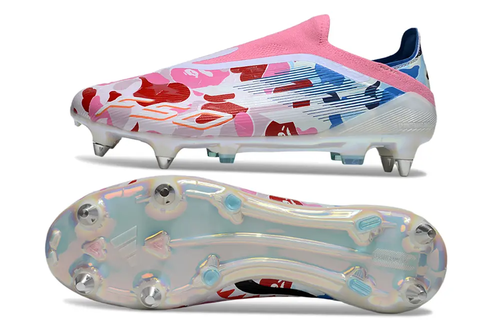 F50 Elite Laceless x BAPE Bleu/Blanc/Rose (SG) Bonplancrampons