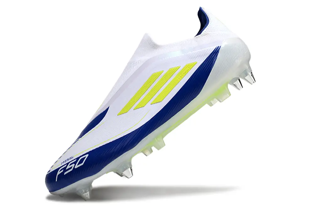 F50 Elite Laceless x Messi Blanc/Bleu/Jaune (SG) Bonplancrampons