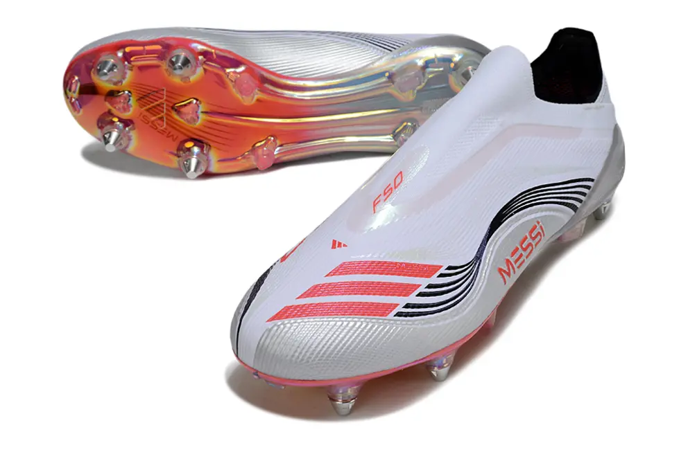 F50 Elite Laceless x Messi Blanc/Noir/Rouge (SG) Bonplancrampons