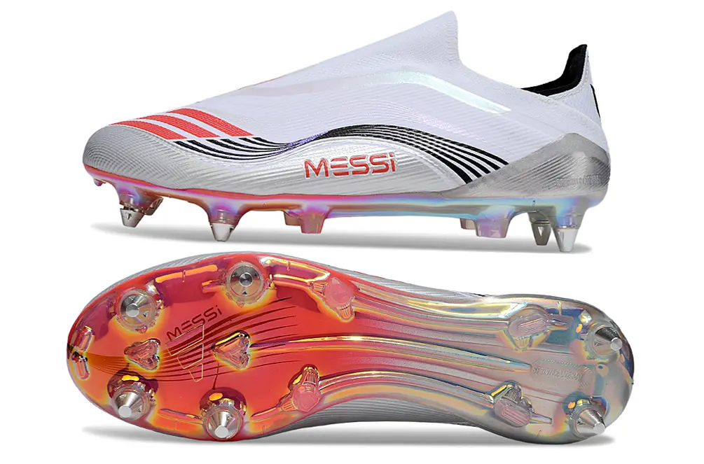 F50 Elite Laceless x Messi Blanc/Noir/Rouge (SG) Bonplancrampons