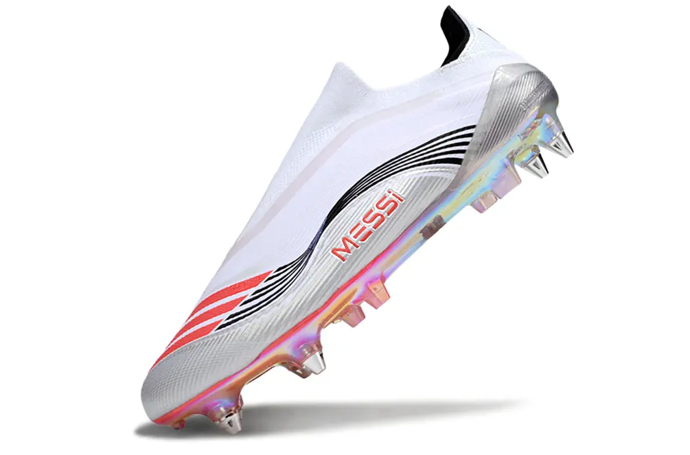 F50 Elite Laceless x Messi Blanc/Noir/Rouge (SG) Bonplancrampons